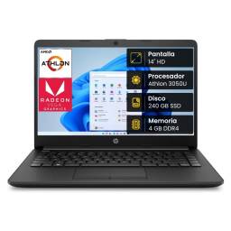 Notebook HP 14-FQ0013DX Athlon Silver 3050U 4GB 240SSD 14" Win 10