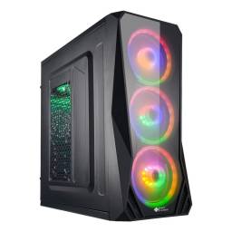 Gabinete Gamer Shot FA-3148 Frontal Acrlico + 3 Fanes RGB (Sin Fuente)