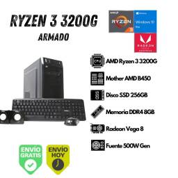 Equipo PC AMD Ryzen 3 3200G 8GB 256GB SSD Gabinete Combo