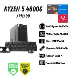 Equipo PC AMD Ryzen 5 4600G 16GB 256GB SSD Gabinete Combo