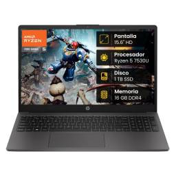 Notebook HP 255 G10 Ryzen 5 7530U 16GB 2TB SSD 15.6 HD Win 11