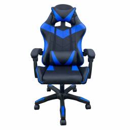 Silla Gamer HTI Ergon�mica Cuero Sint�tico Masaje Lumbar Azul/Negra