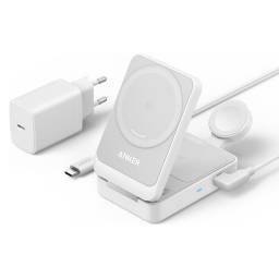 Cargador Magnetico Anker MagGO 3 en 1 15W + Cargador USB-C 40W Blanco