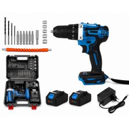 Taladro Profesional con Percutor 10mm con 2 Baterias 21V Y Accesorios