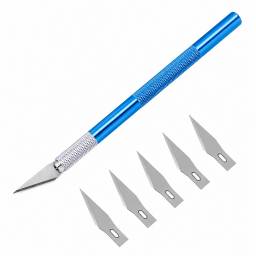 Trincheta Profesional Cortante de Aluminio + 5 Cuchillas Azul