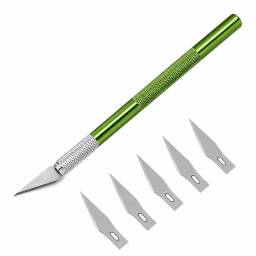 Trincheta Profesional Cortante de Aluminio + 5 Cuchillas Verde