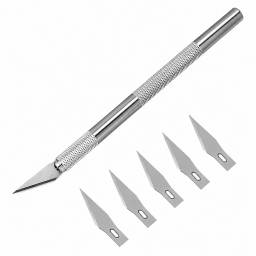 Trincheta Profesional Cortante de Aluminio + 5 Cuchillas Plateado