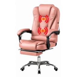 Silla Ejecutiva HTI Ergon�mica Cuero Apoyapies 2 Puntos de Masaje Rosa