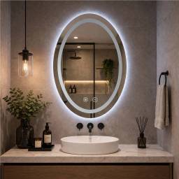 Espejo Oval Led de Pared con Desempa�ador 50x70 cm