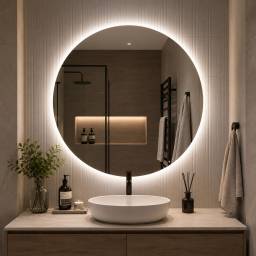 Espejo Redondo Led de Pared 60 cm con Desempa�ador