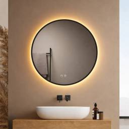Espejo Redondo Led de Pared con Marco 60 cm con Desempa�ador