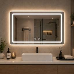 Espejo Rectangular Led de Pared con Desempa�ador 50x70 cm