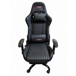 Silla Gamer Deep Ergon�mica de Cuero con Apoyapies Negra