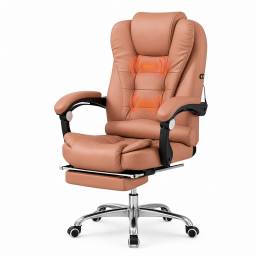 Silla Ejecutiva HTI Ergon�mica Cuero Apoyapies Y 2 Puntos de Masaje Marr�n