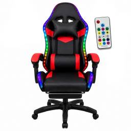 Silla Gamer HTI Ergon�mica con Luces RGB Apoyap�es RojaNegra