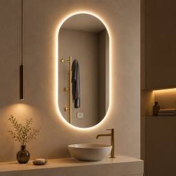 Espejo Oval Led de Pared con Desempa�ador 50x80 cm