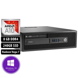 Equipo HP Elitedesk 705 AMD A10 9700, 8Gb, 240SSD, DVD, Win 10 Pro