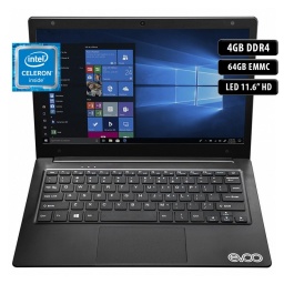 Notebook EVOO EV-C-116, DC N4000, 4GB, 64GB, 11.6", Win 10 Negro