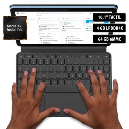 Chromebook Lenovo 2en1, Helio P60T Octacore, 4GB, 64GB, 10,1" Táctil, SO Chrome