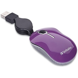 Mini Mouse Óptico USB Cable Retráctil Verbatim Travel - Púrpura