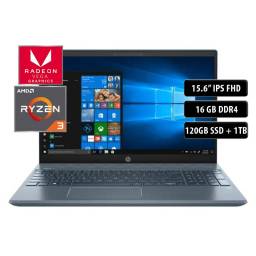 Notebook HP 15-cw1500la, AMD Ryzen 3 3300u, 16GB, 120SSD+1TB, 15.6" FHD, Win 10