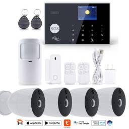 KIT de Alarma TUYA Smart TS970ALT con Accesorios + 4 Cmaras Exterior NHC-O630