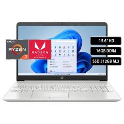 Notebook HP 15-ef2514la, Ryzen 7 5700U, 16GB, 512SSD, 15.6", Win 11