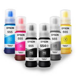 Pack de 6 Botellas de Tinta Epson T555 T554 L8160/L8180