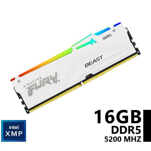 Memoria Kingston Fury Beast RGB White DDR5 16GB 5200 Mhz Xmp