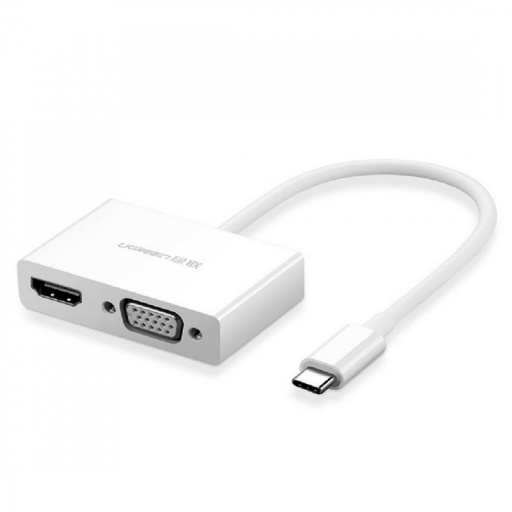 Adaptador Ugreen USB-C a HDMI + VGA Blanco