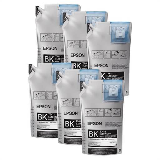 PACK 6 Tintas Sublimacion Epson T741 1L Negra (F7170/F7070/F6070)