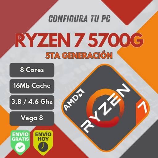 AMD Ryzen 7 5700G Vega 8 + Mother B450M (Configura tu PC)