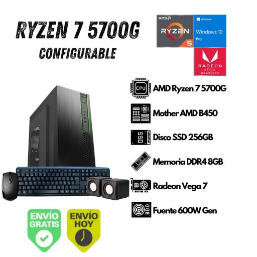 Equipo PC AMD Ryzen 7 5700G 8GB 256GB SSD (Configurable)