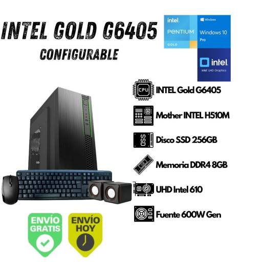 Equipo PC INTEL Gold G6405 10ma Gen 8GB 256GB SSD (Configurable)