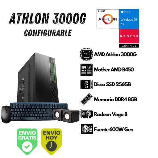 Equipo PC AMD Athlon 3000G 8GB 256GB SSD (Configurable)