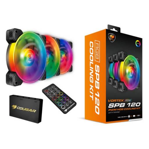 Fan Cooler Cougar Vortex RGB SPB120 (KIT 3 Unidades)