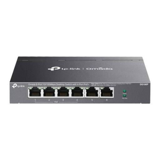 Switch TP-LINK DS106P 6 Puertos 10/100 Mbps (4 Puertos PoE+)