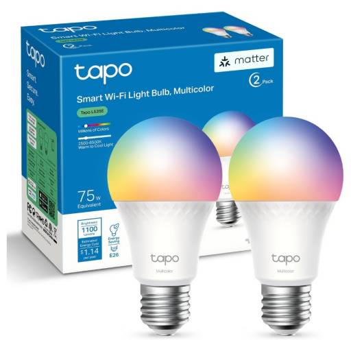 KIT 2 Lmpara LED Smart Wi-Fi TP-LINK TAPO L535E 8.6W Matter RGB
