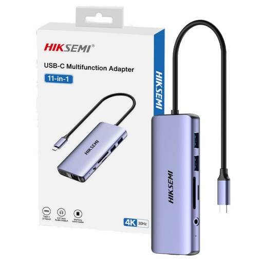 Hub Hiksemi HS-HUB-DS11 11 en 1 VGA/HDMI/RJ45/USB USB Tipo-C