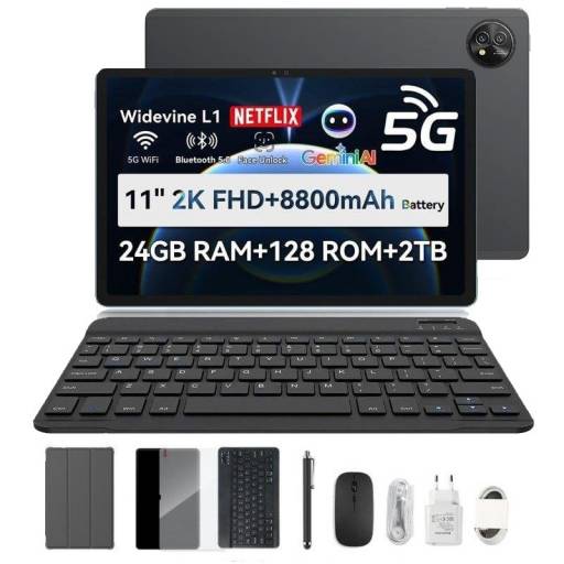 Tablet Blackview Zeno 10 de 11" 8GB+16GB Ram 128GB Rom 5G Android 15 Gris