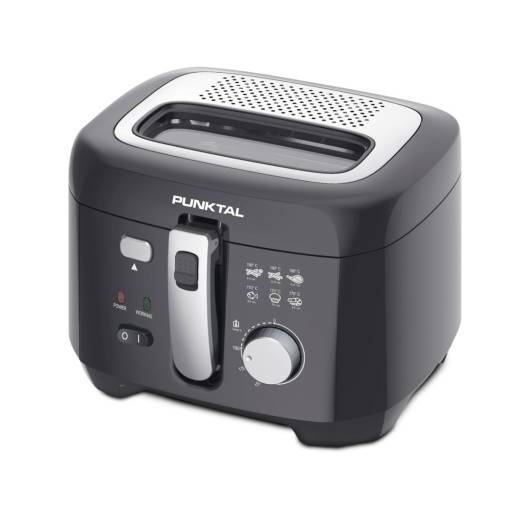 Freidora Punktal De Aceite 1800W 2.5L Termostato Ajustable Color Acero Inoxidable