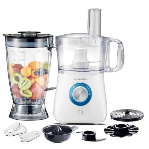 Multiprocesadora Punktal PK-81EN 8 En 1 Con Vaso Licuador De 1.8L Blanco