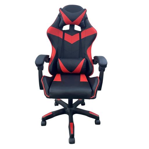 Silla Gamer HTI Ergon�mica Cuero Sint�tico Masaje Lumbar Roja/Negra