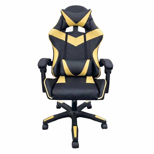 Silla Gamer HTI Ergon�mica Cuero Sint�tico Masaje Lumbar Amarilla/Negra