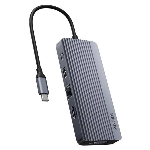 HUB Anker A83C2 10 en 1 VGA/HDMI/RJ45/USB Puerto USB-C Negro