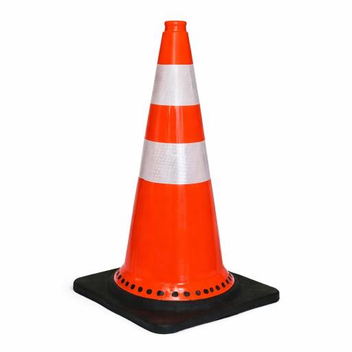 Cono Vial de Carretera Base Negra de 75cm con Doble Banda