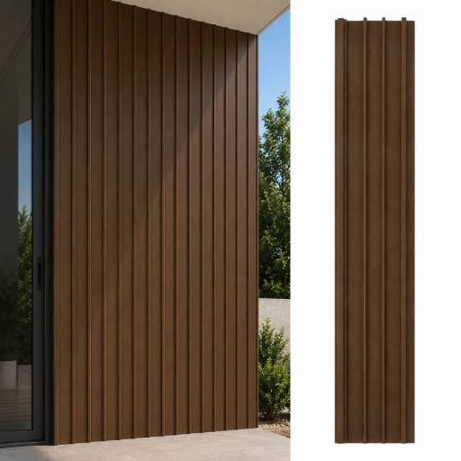 Revestimiento Wall Panel WPC 290x20 cm Exterior Simil Madera Marr�n Nogal