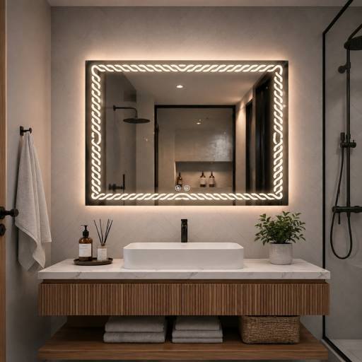 Espejo Rectangular Led de Pared con Desempa�ador 60x80 cm
