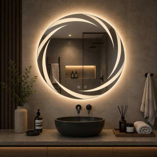 Espejo Redondo Led de Pared con Marco 70 cm con Desempa�ador