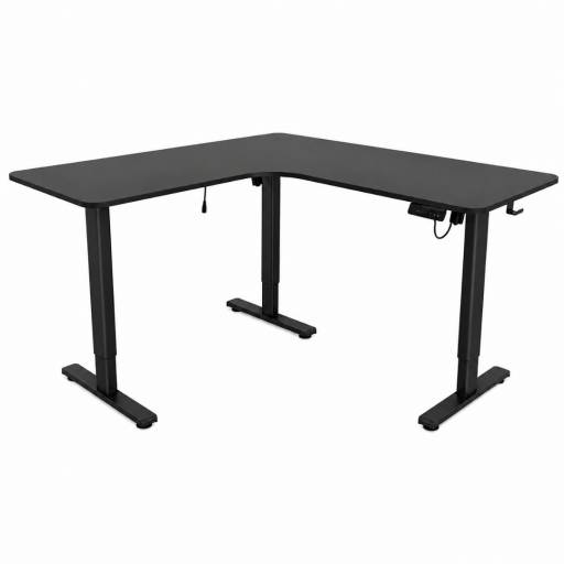 Escritorio Esquinero El�ctrico Regulable c/Panel 160x140x60cm Negro